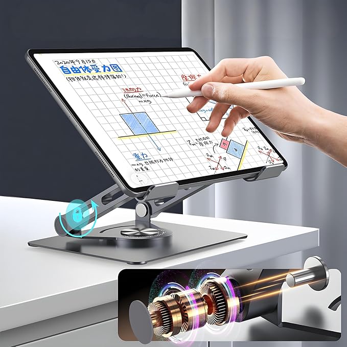 Soporte Giratorio 360° para Tablet GuaziV, Plegable, Color Plata miniatura 5