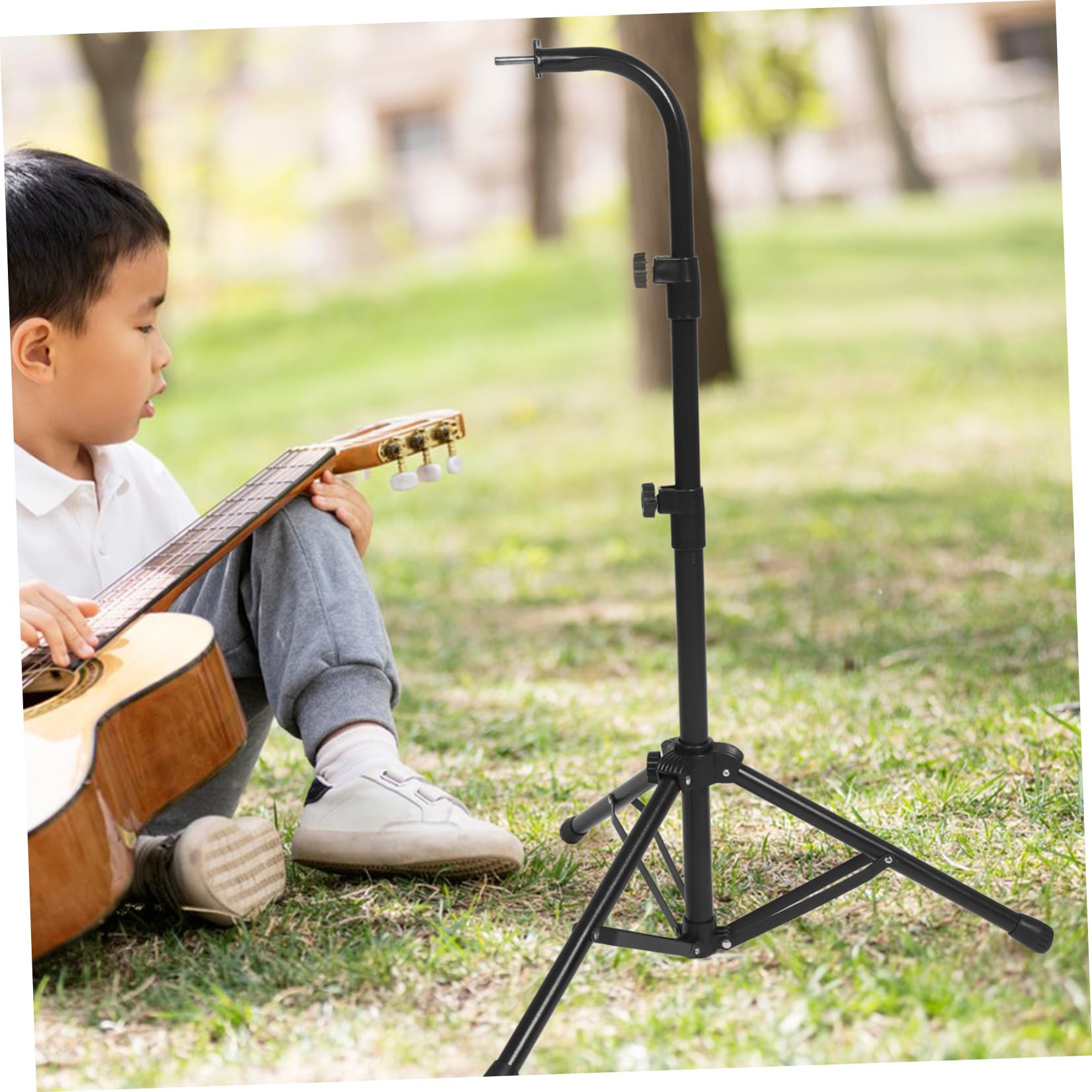 Supporto a Treppiede per Percussioni e Strumenti Sospesi Nero | Acciaio, Struttura Tripode, Smontabile, per Esibizioni su Palco, Supporto per Bar Chimes e Wind Chimes