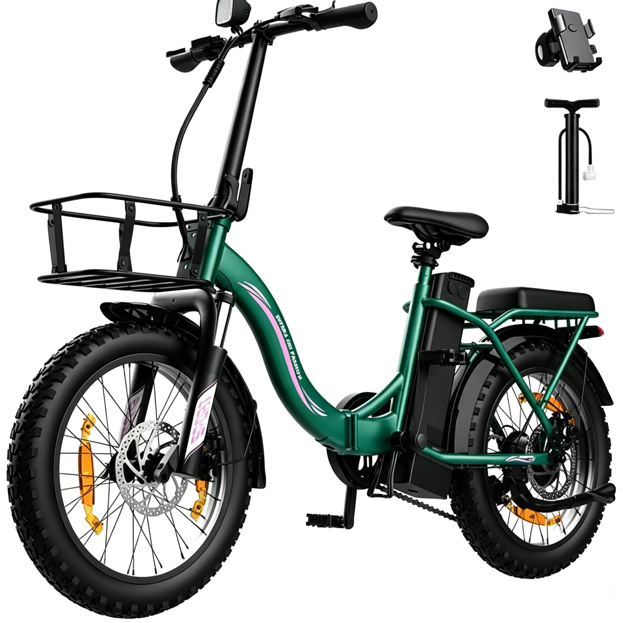 Runetic Elektrofahrrad für Erwachsene, 250W klappbares E-Bike mit 36V 13Ah Akku, Geschwindigkeit 25 km/h und Reichweite 80 km, 20
