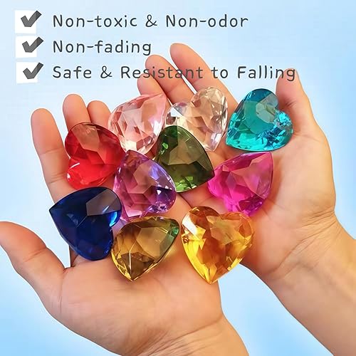 Miniatura 4 de NLR 20 piezas de 1.6 in Juguete de corazón grande para niños, juego de gemas acrílicas, juguete de búsqueda del tesoro pirata, relleno de huevos de