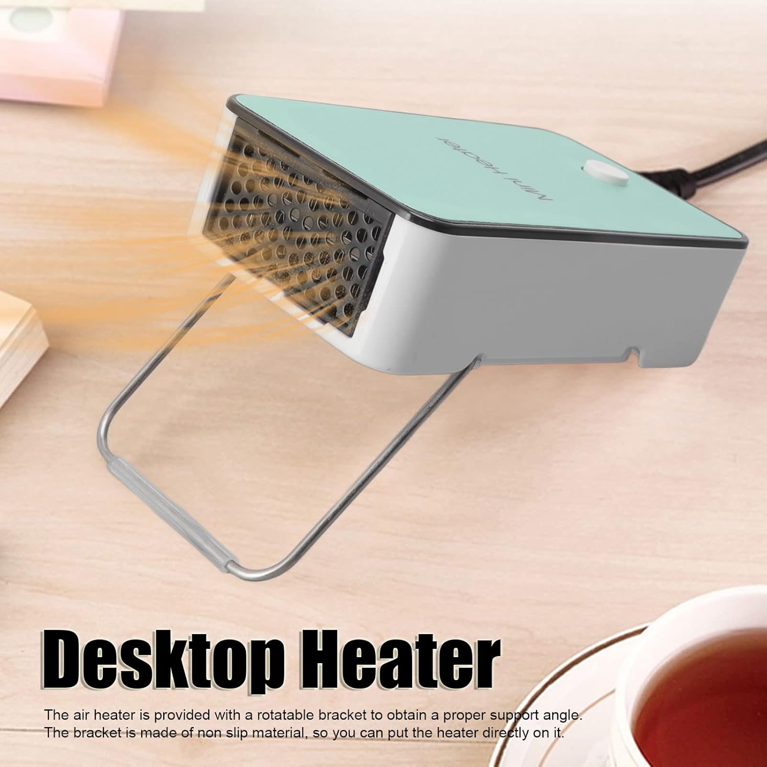 Mini Air Heater, Portable Desktop Heater with Bracket, Quick Heating Electric Fan Heater, Mute Air Warmer, for Home Office Dorm (US Plug 110V)