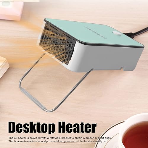 Miniatura 5 de Mini calentador de aire, calentador de escritorio con soporte giratorio, cian, silencio, calentamiento rápido, calentador de aire eléctrico para el
