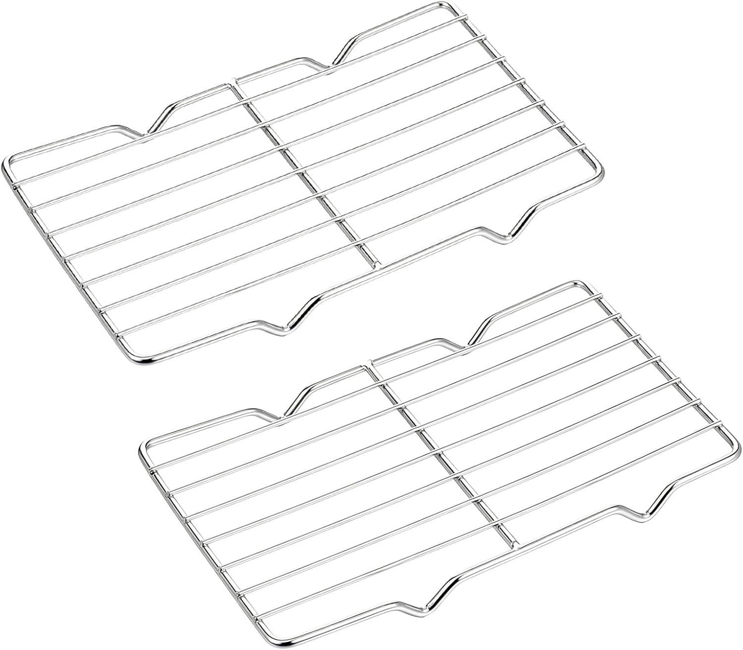 2pcs Roasting Rack Stainless Steel Wire Rack for Baking Sheet,5.3" x 8.38" Heavy Duty Wire Grate Oven Grill Cooling Baking Rack with 4 Legs Rectangle Wire Cooking Racks for Meat
