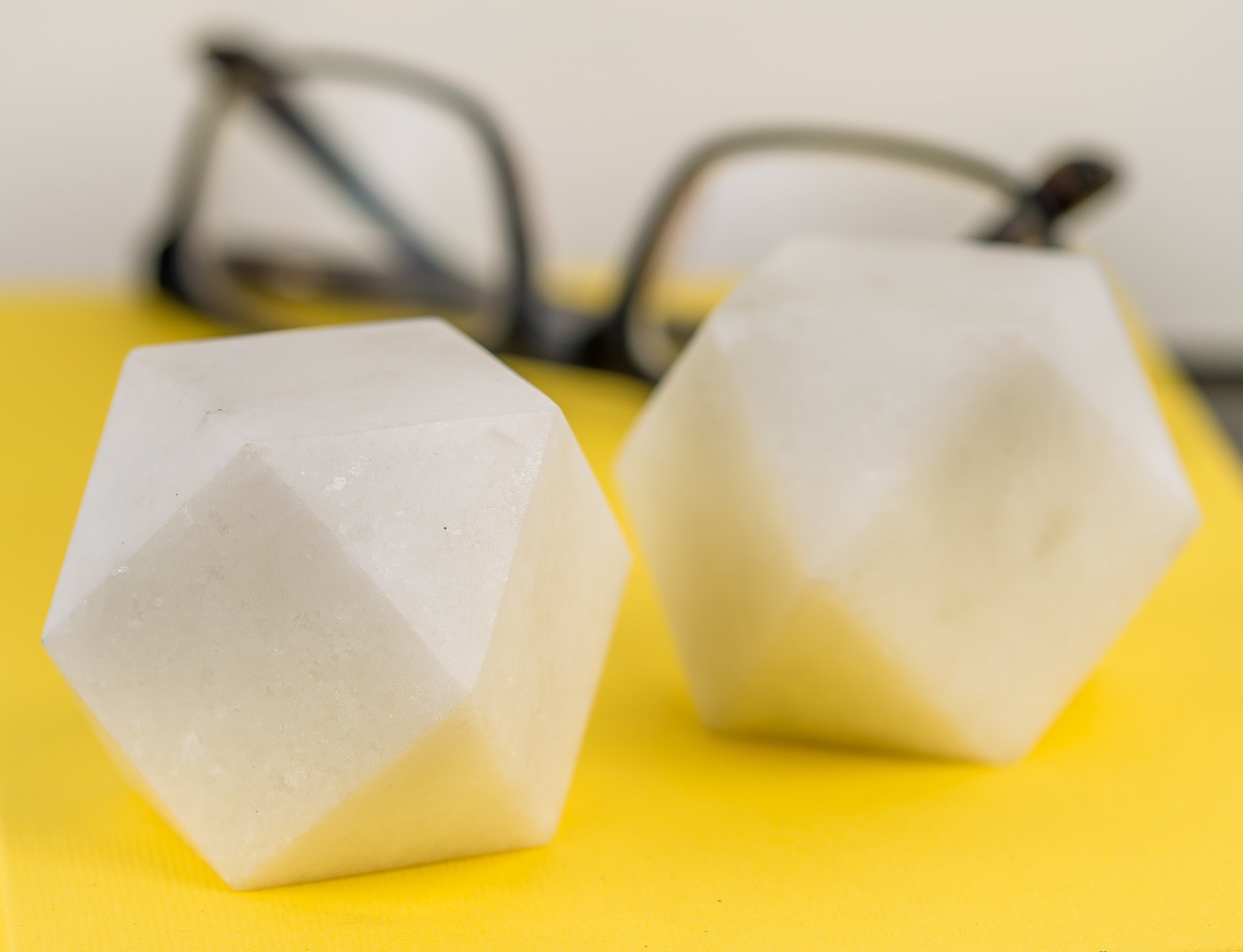 NikkisPride Handmade Marble Unique Geometric Shapes Paper Weight for Student Desktop study Table Accessories Positive Energy - (White) Set of 2 1