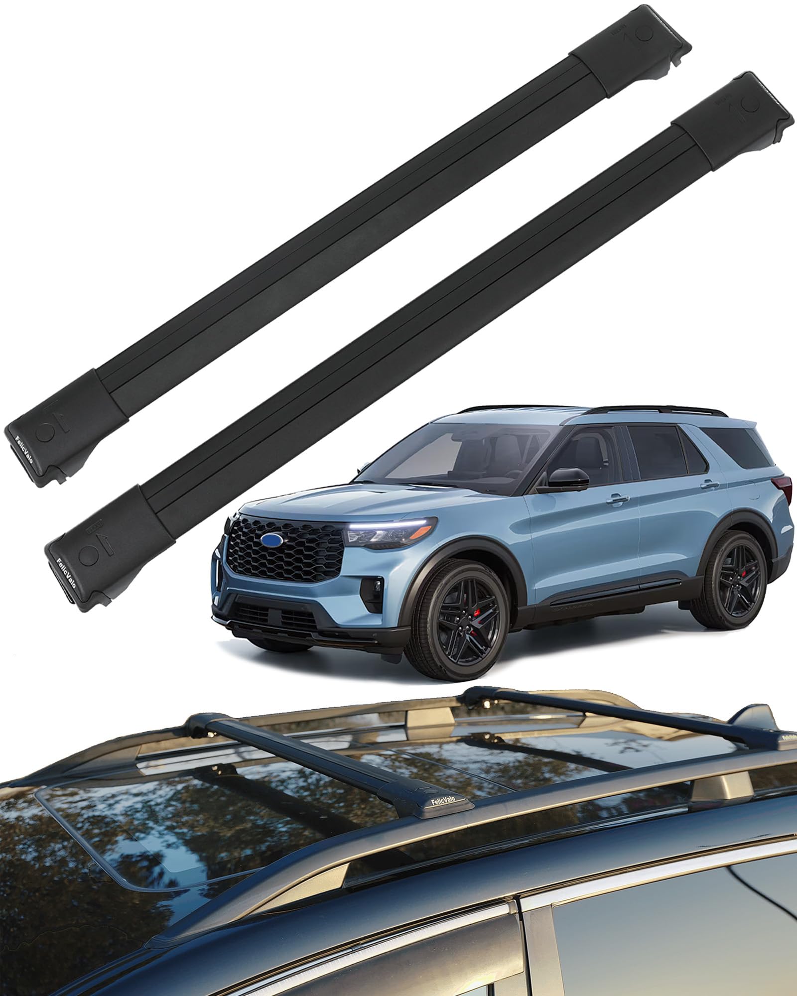 Ultra-Quiet Low-Profile Roof Rack Cross Bars for Ford Explorer 2020-2026
