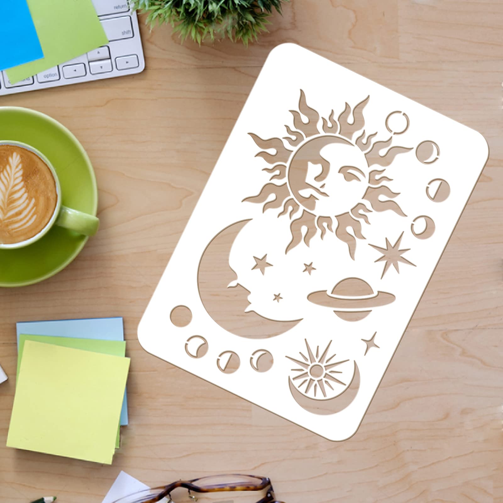 FINGERINSPIRE Moon & Dreamcatcher Painting Stencil - 11.6x8.3" Plastic Template For Walls, Wood, Fabric - View #7
