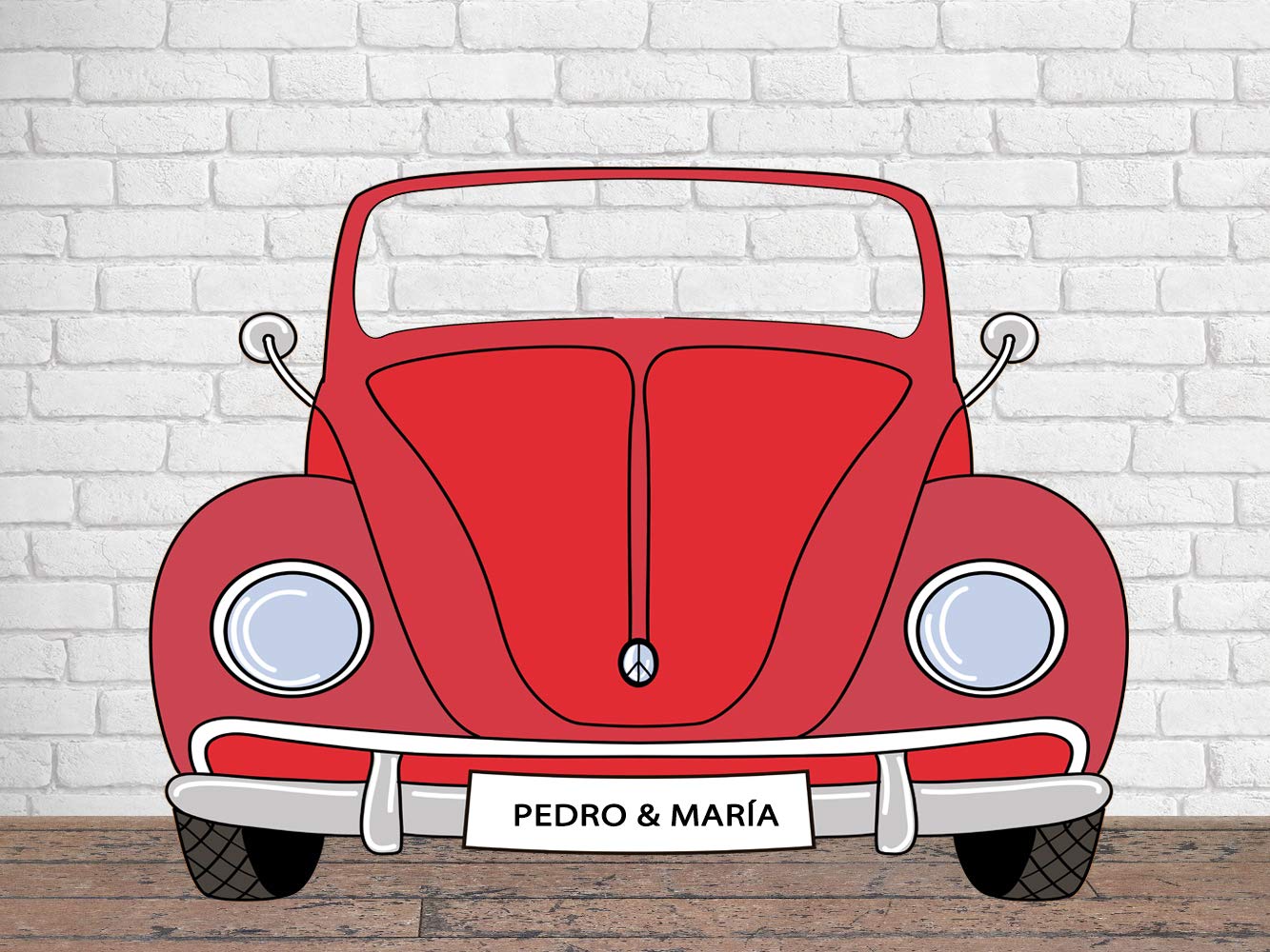 Photocall Personalizado para Bodas en Cartón Coche Rojo 200x150cm | Photocall Personalizado Coche Rojo | Photocall Personalizado Económico y Original | Photocall Personalizado Troquelado