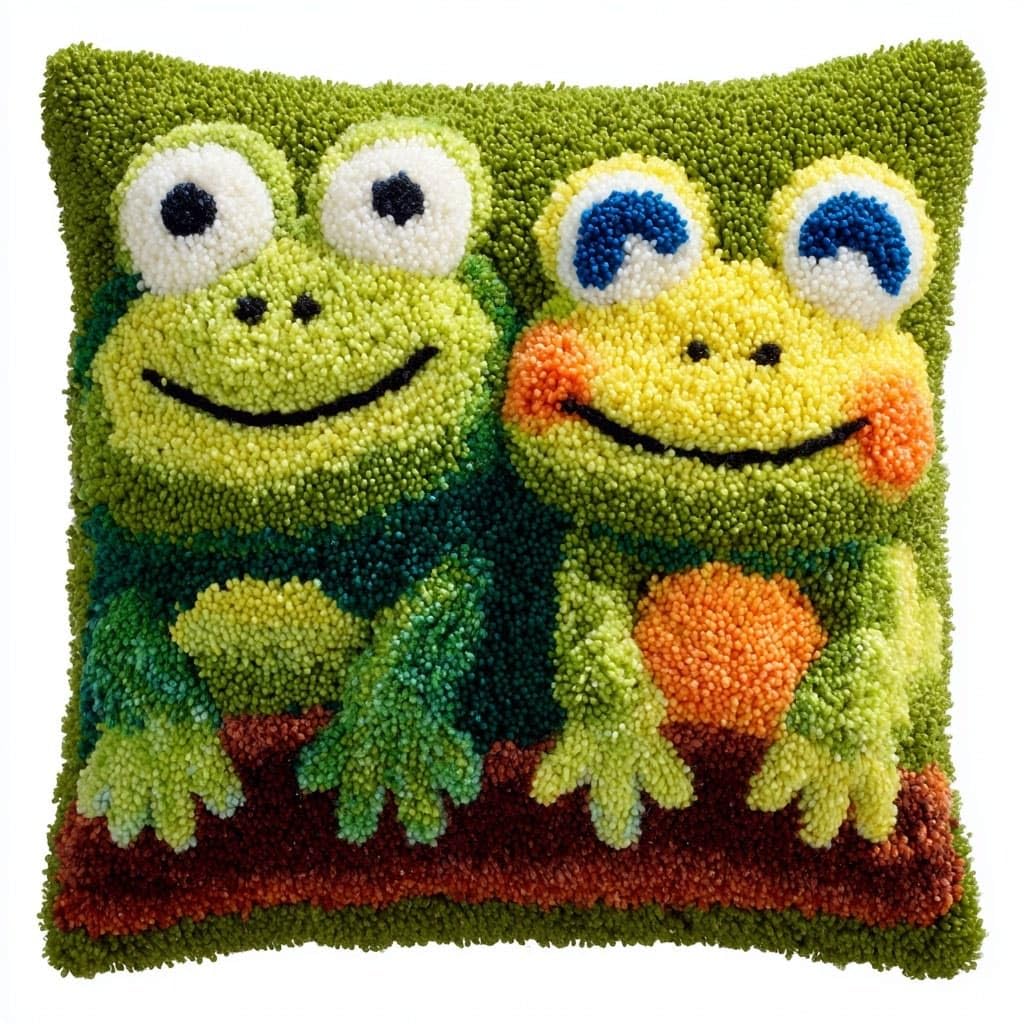 Henypt Latch Hook Cushion Kits, Frog