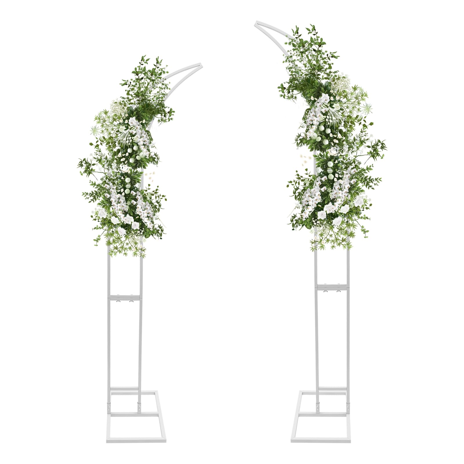 DYRABREST Wedding Arch Stand Set of 2(6.89FT/6.23FT) Curved Top Arch Backdrop Stand Balloon Arch Stand for Birthday Party Baby Shower Anniversary Celebration Wedding (White)