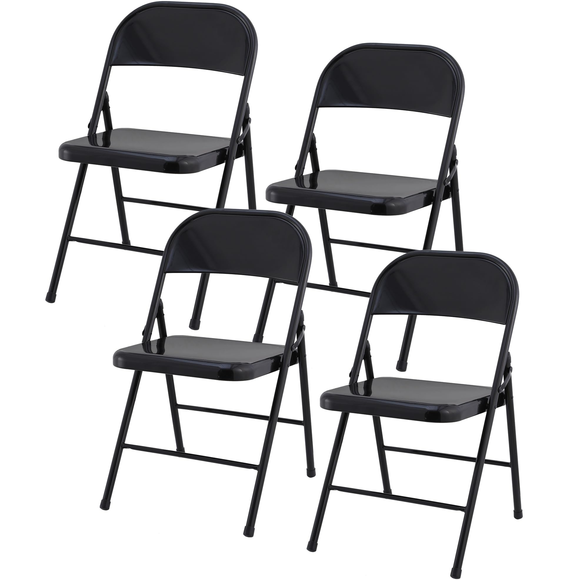 Charles JacobsFolding Chairs with a Black Metal Frame - Set of 4