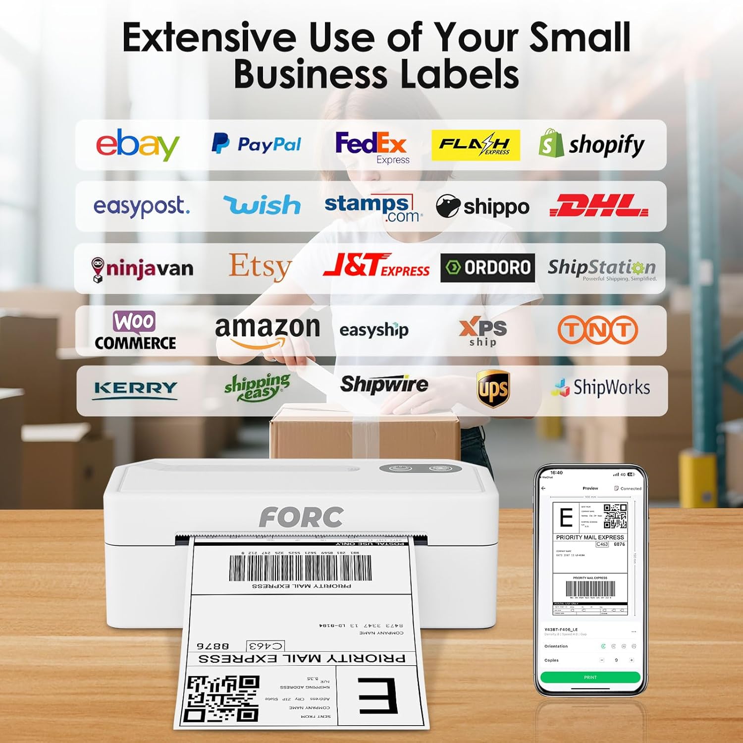 Forc Shipping Label Printer,4X6 Thermal Label Printer for Small Business & Office Package,Compatible with Android, iOS, Windows and Mac, Widely Used for Amazon,UPS,Etsy,USPS - Image 6