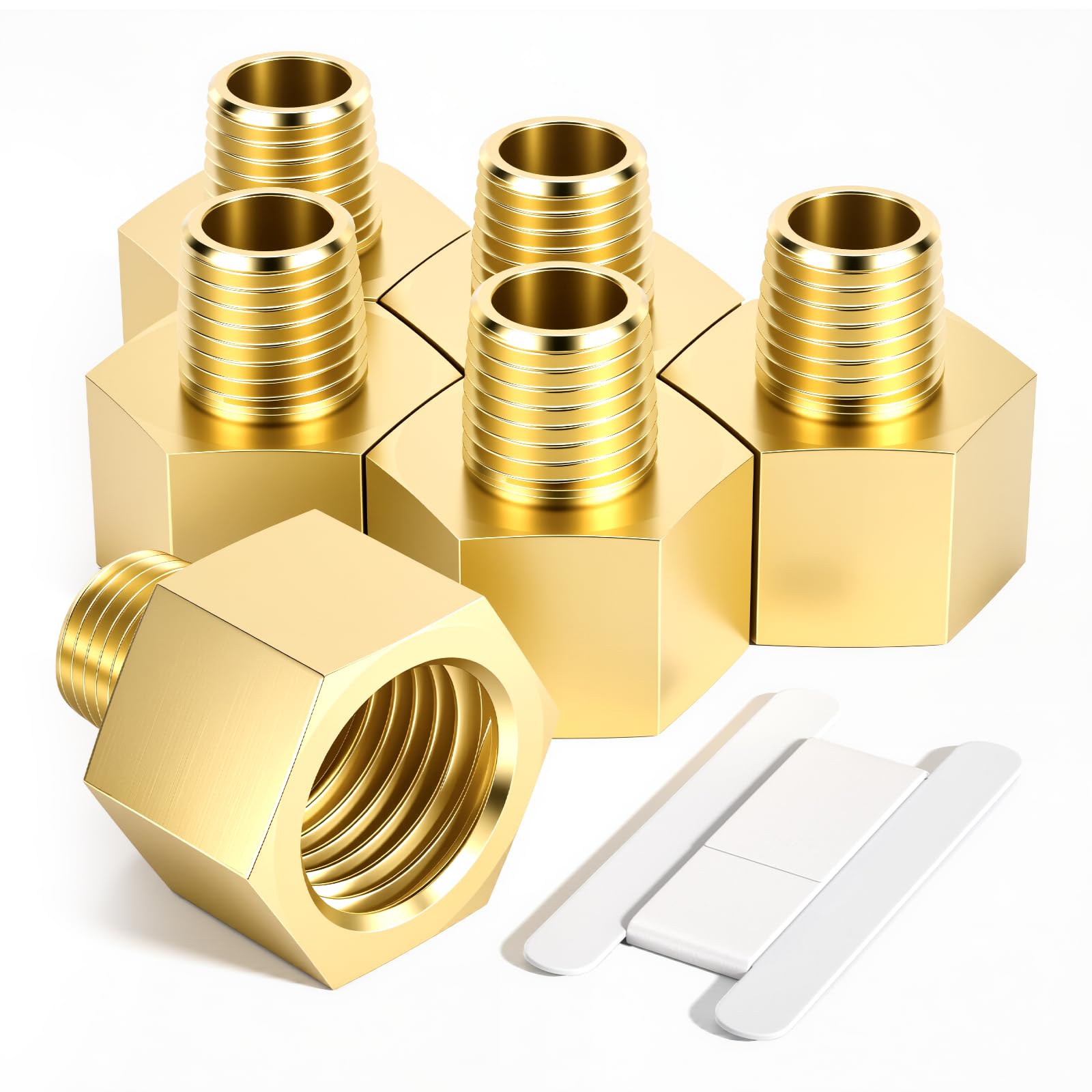 Bwintech 2 Uds 1/2 "hembra a 1/8" macho BSP rosca latón buje hexagonal conector reductor para conversión de conexión de tubería — view 13