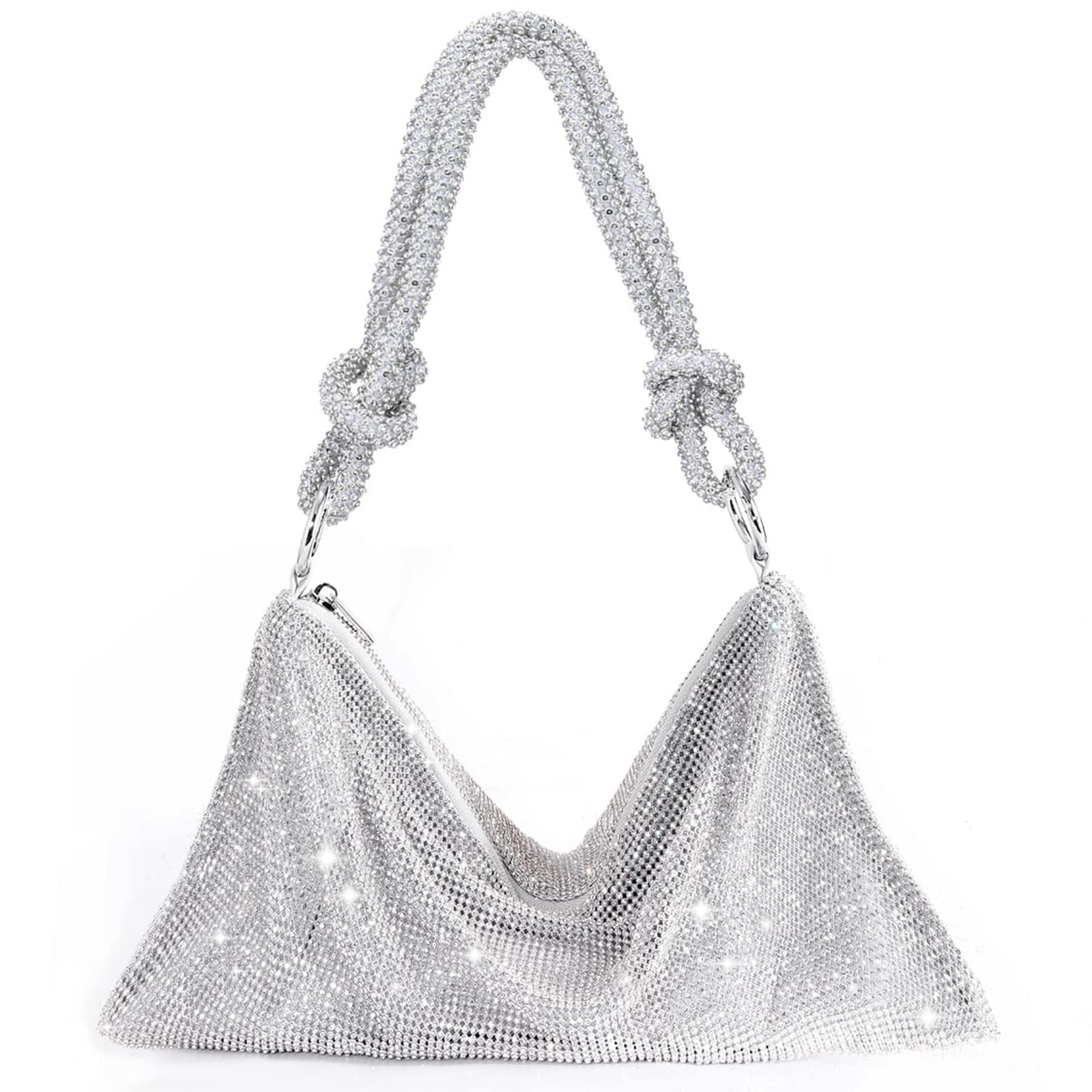 Rhinestone Purse Sparkly Bag Silver Diamond Purses for Women Upgrade Evening Prom Rhinestone Handbag Hobo Bag