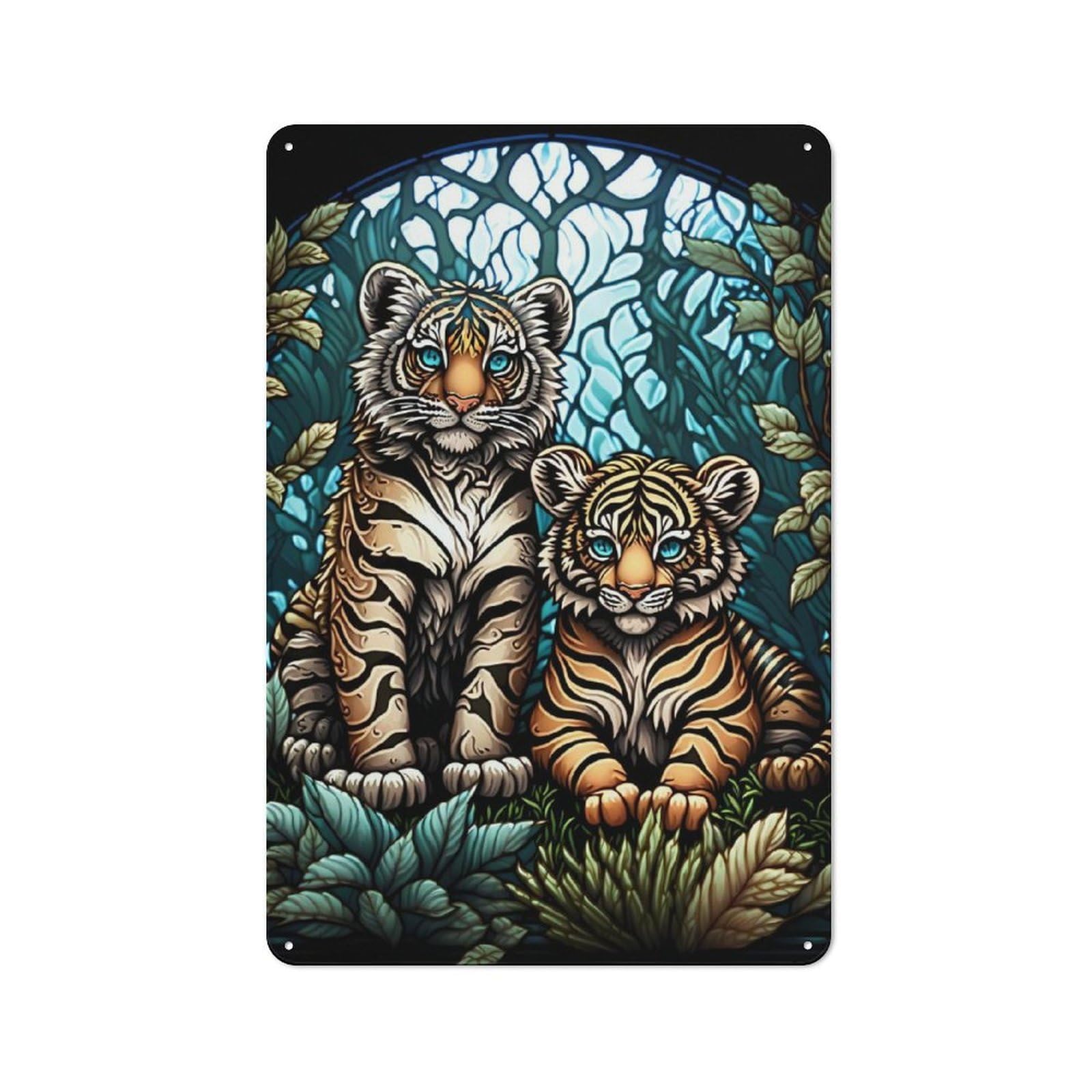 Junmoney Enchanted Kingdom Tiger Tin Wall Plaque 30X20cm With For Kitchen Or Home Bar, Suited To Kitchen Decor Lovers