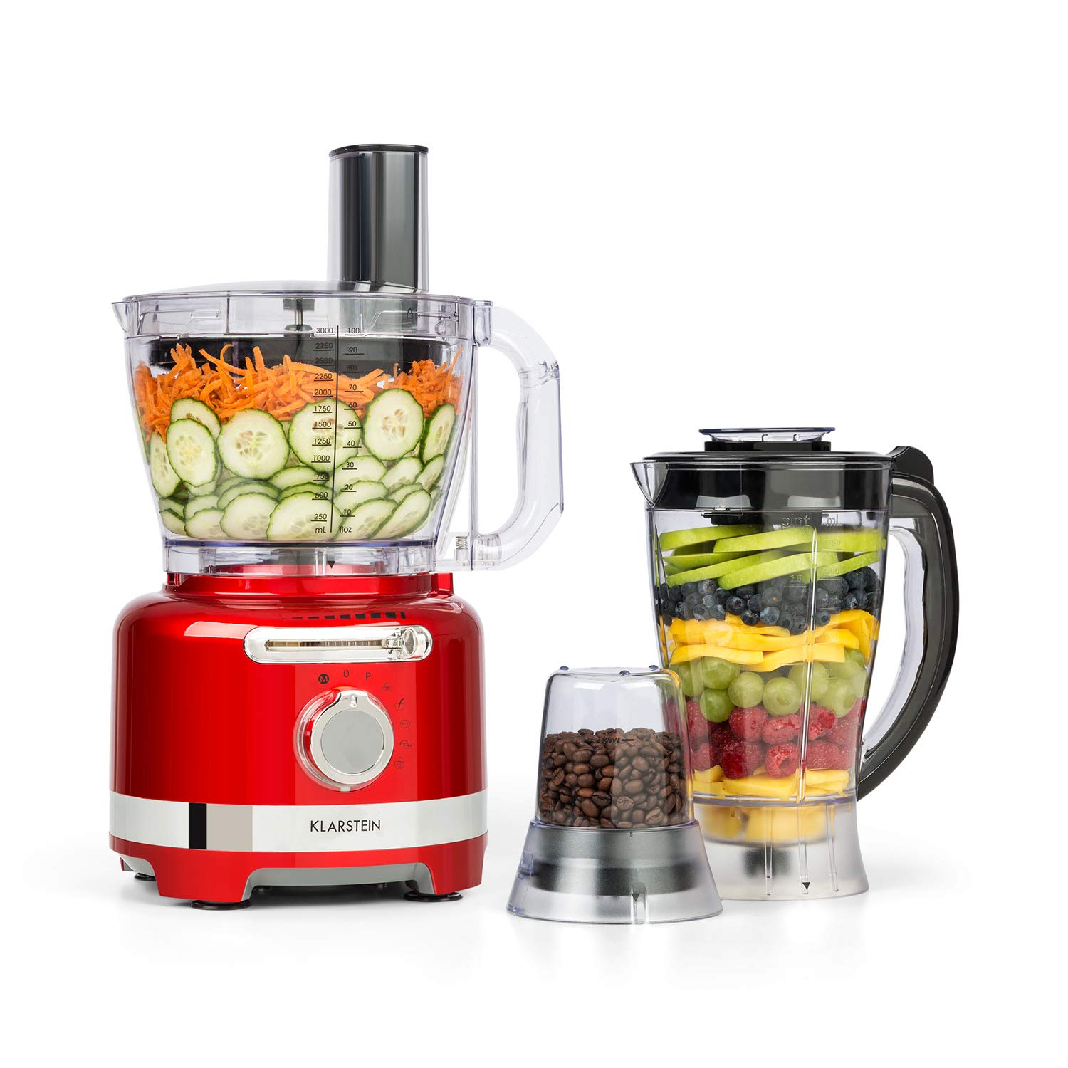 Klarstein Luca Multi-Function Mixer Blender Chopper Kitchen Grater Juicer Food Processor 1000 Watt Stepless 6 Levels BPA Free