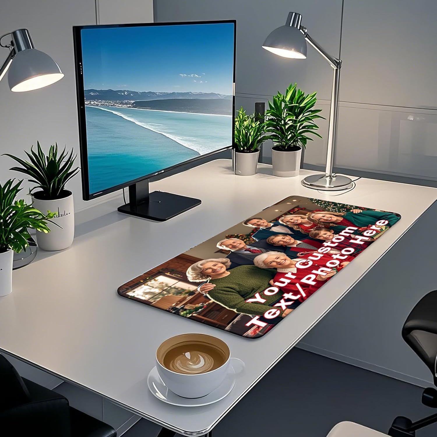 Custom Large Desk Pad Personalized Mouse Pad with Photo Picture Text Logo Customized Non-Slip Gaming Mousepad Computer Mouse Mat Customized Office Supplies - 47.2 x 23.6 inch