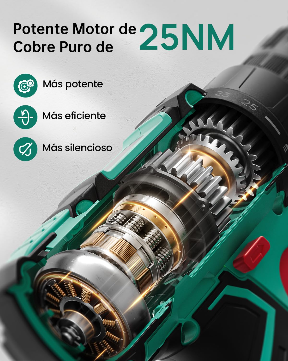 12V Destornillador Electrico, Taladro Atornillador Batería Max 25NM, 98 Accesorios Atornillador Electrico, 25+1 Par, LED Luz, Baterías 2000mAh, Portabrocas 10mm, para Reparación y DIY Green