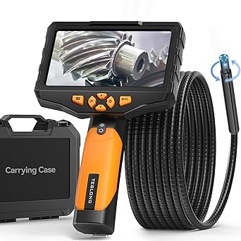 Dual Lens Inspection Camera with 360 Electric Rotation Probe, Teslong NTS300 Industrial Endoscope Camera, 16.4ft Waterproof Scope Camera Cable, 5