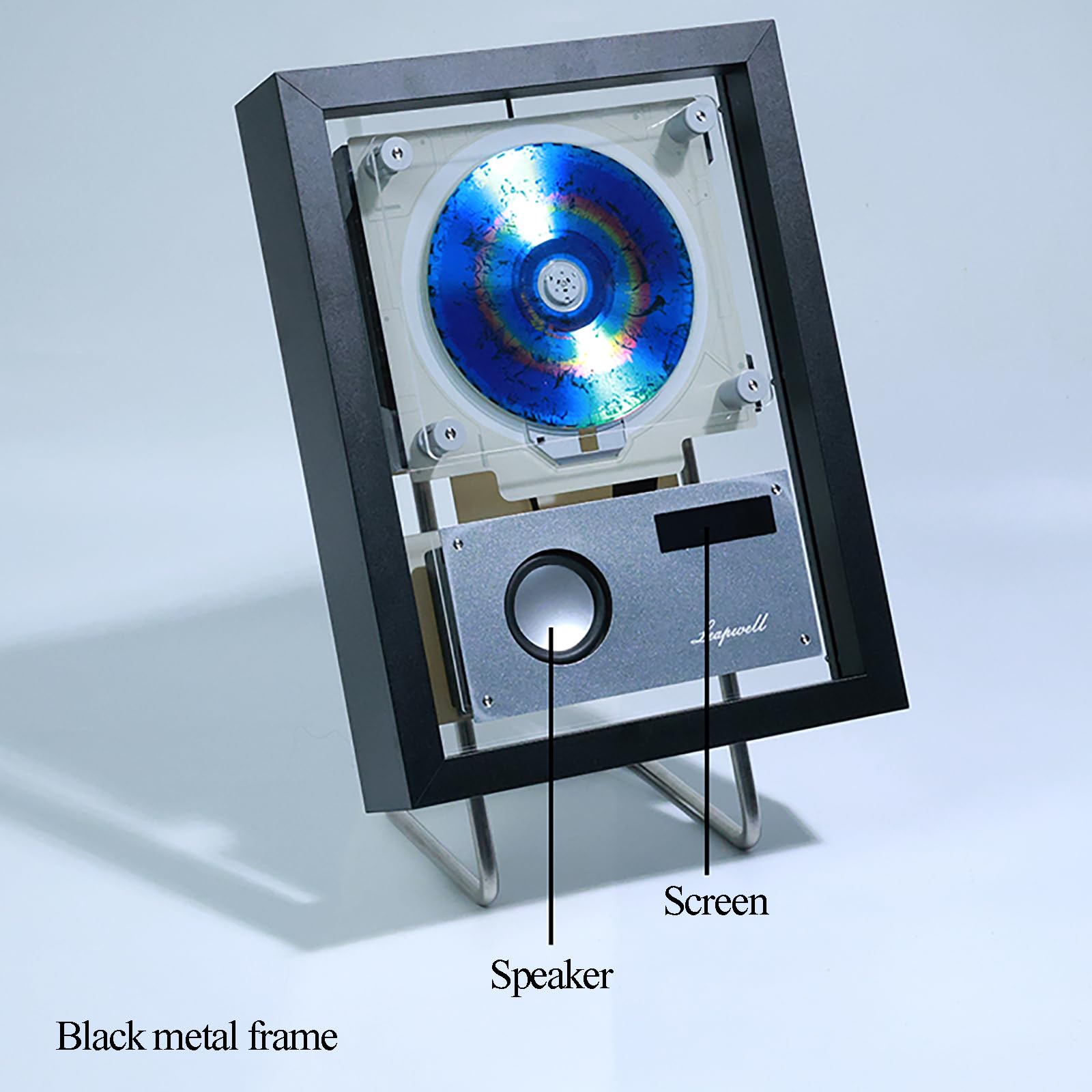 Lettore CD Bluetooth con telecomando, altoparlante incorporato, modalità CD/USB/FM/AUX, cornice per musica retrò per la decorazione della casa