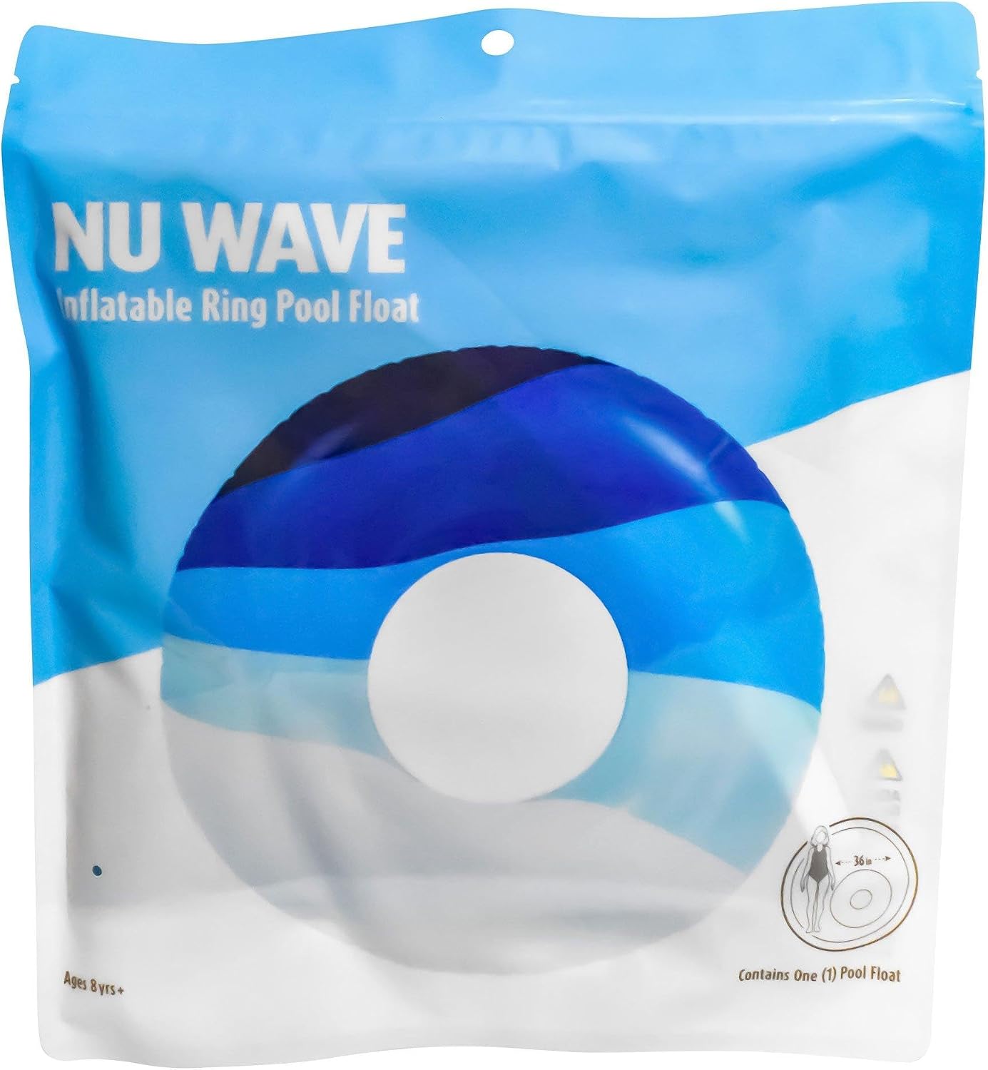 In The Swim Inflatable Ring Pool Float – 48" Blue Wave Lounge Float with Supportive Edges for Relaxing Pool and Beach Days