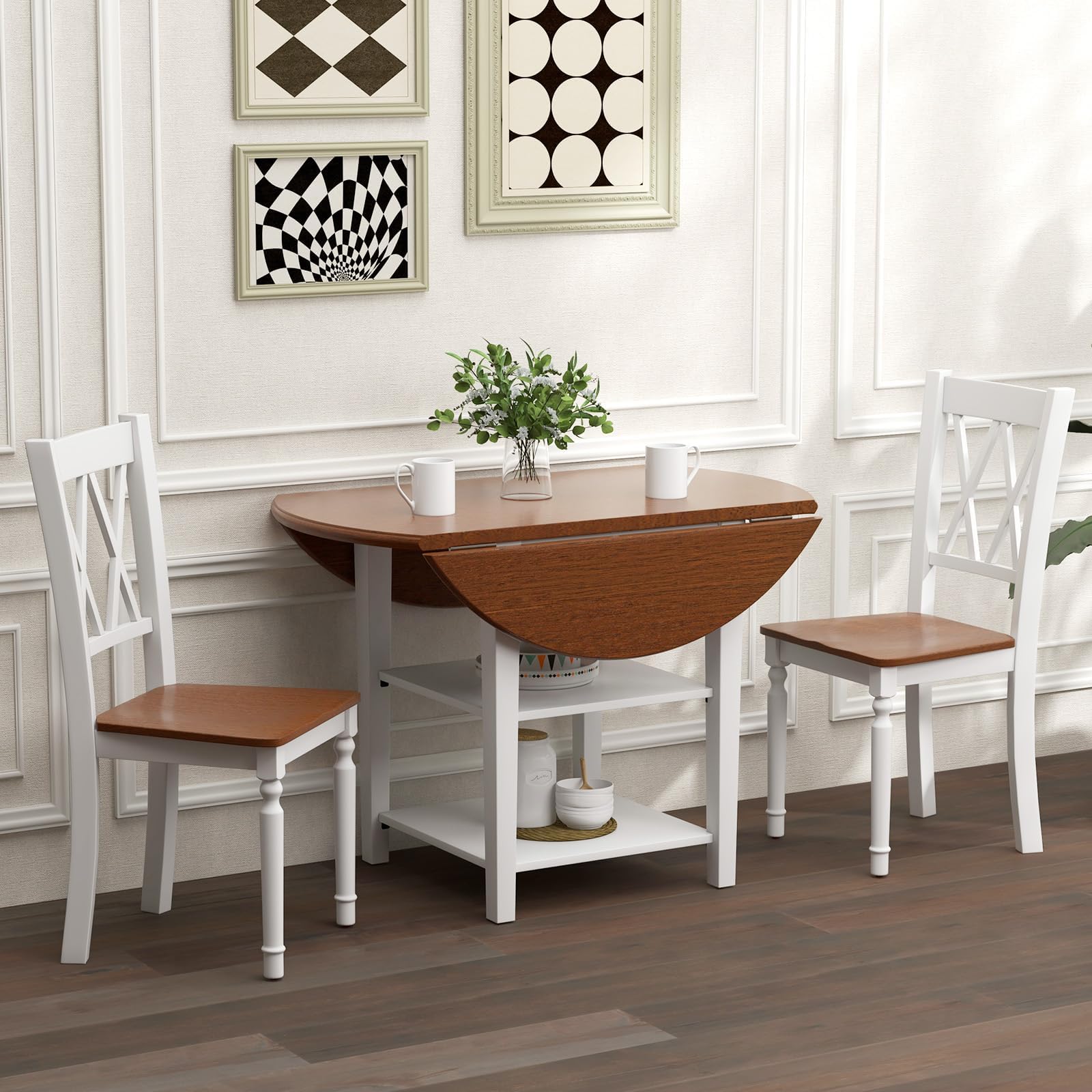 Folding Dining Room Small Round Drop Leaf Table And Chairs