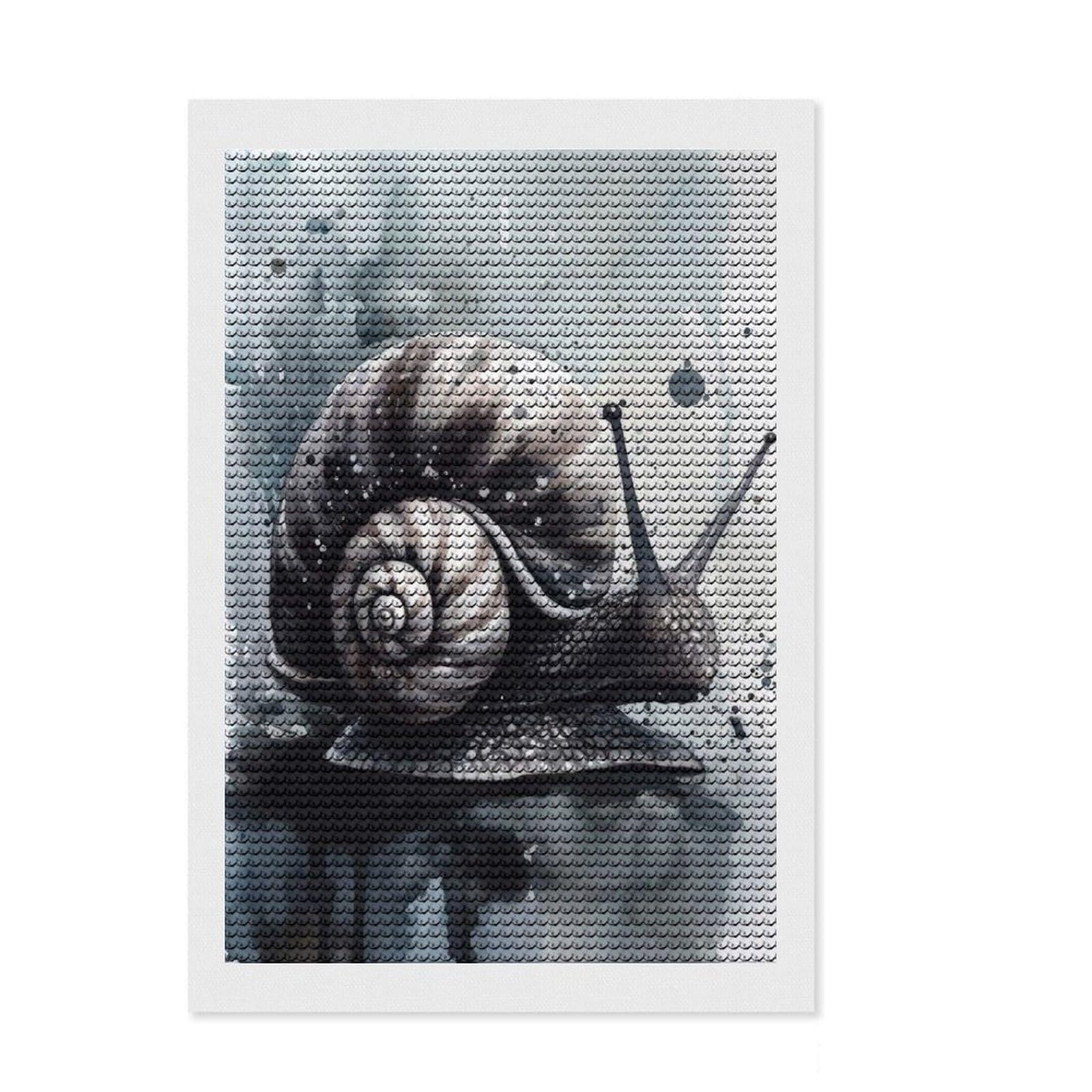 Junmoney Snail Slow and Steady Diamond Painting Canvas Set 8"x12", for Women, Neat Printed Canvas, Festive Craft Gift, Vintage Style Decor