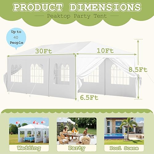Miniatura 5 de Homall Tienda de campaña para fiestas de 10 x 30 pies, tienda de campaña al aire libre para fiestas, tienda de campaña a prueba de lluvia, cabina de