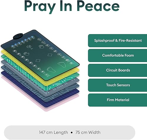 Miniatura 5 de My Salah Mat Tapete de oración interactivo inteligente para adultos y inversores para aprender suras, salah, duas y más, alfombra de oración