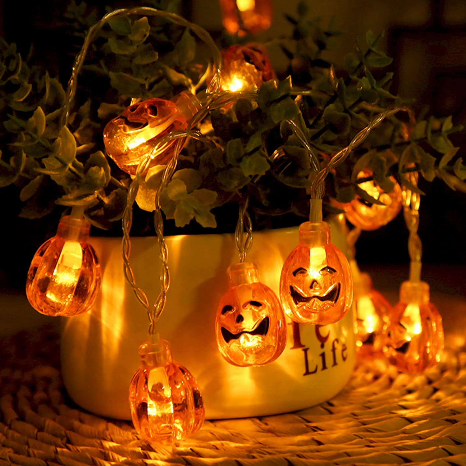 Kraft & Co Pumpkin String Lights - Halloween - Orange - Small