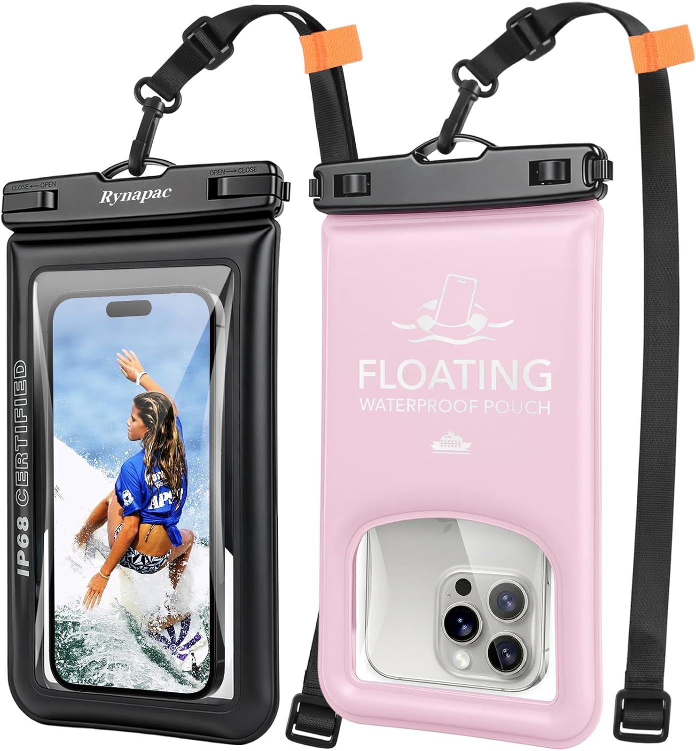 Rynapac 4 Pack IPX8 Waterproof Phone Pouch - [Up to 8.5"] with Lanyard for iPhone 17 16 15 Pro Max
