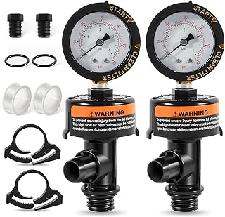 98209800 High Flow Manual Relief Valve/Air Relief Manual Valve Assembly with Pressure Gauge, Replacement for Pool and Spa Filter (2 PACK-98209800)