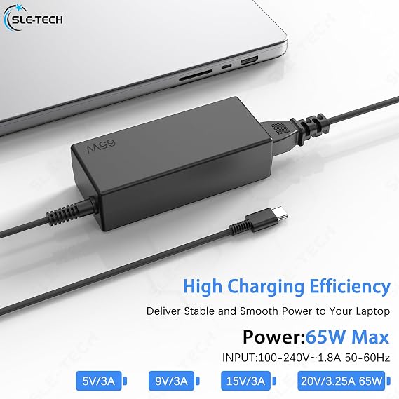 65W USB C Laptop Charger Compatible with Lenovo ThinkPad X1 Carbon Gen 6 7 8 9,T14 T15 E14 E15 L13,Yoga 7i 9i C740 C930 C940,Chromebook 100e 300e 500e c330 s330,Type C AC Adapter Power Cord