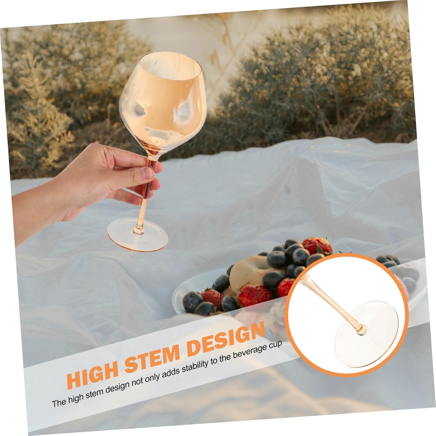 LIFKOME Versatile Amber Wine Goblets Slanted Stemless Tall Stem Bulk Pack Enhance Ambiance for Occasion
