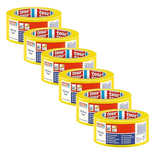 Tesa 60760 - Cinta De Señalización De Suelo (Pvc, 33 M X 5 Cm, 6 Unidades), Color Amarillo
