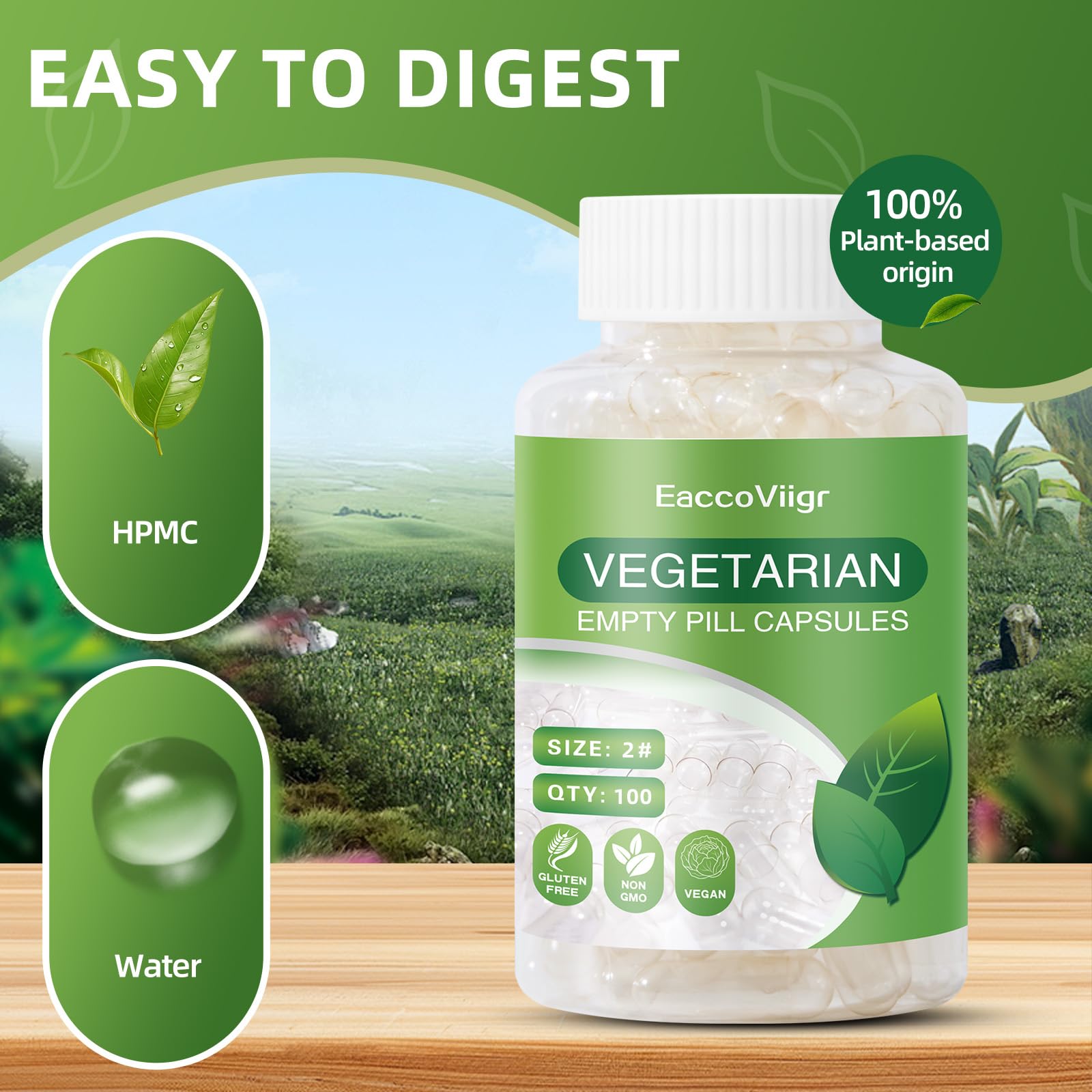 Capsule vuote di misura 2, 100 capsule vuote trasparenti, misura 2, con kit di riempimento, capsule vegane vegetariane riempibili, vuote per vitamine, facili per integratori fai da te