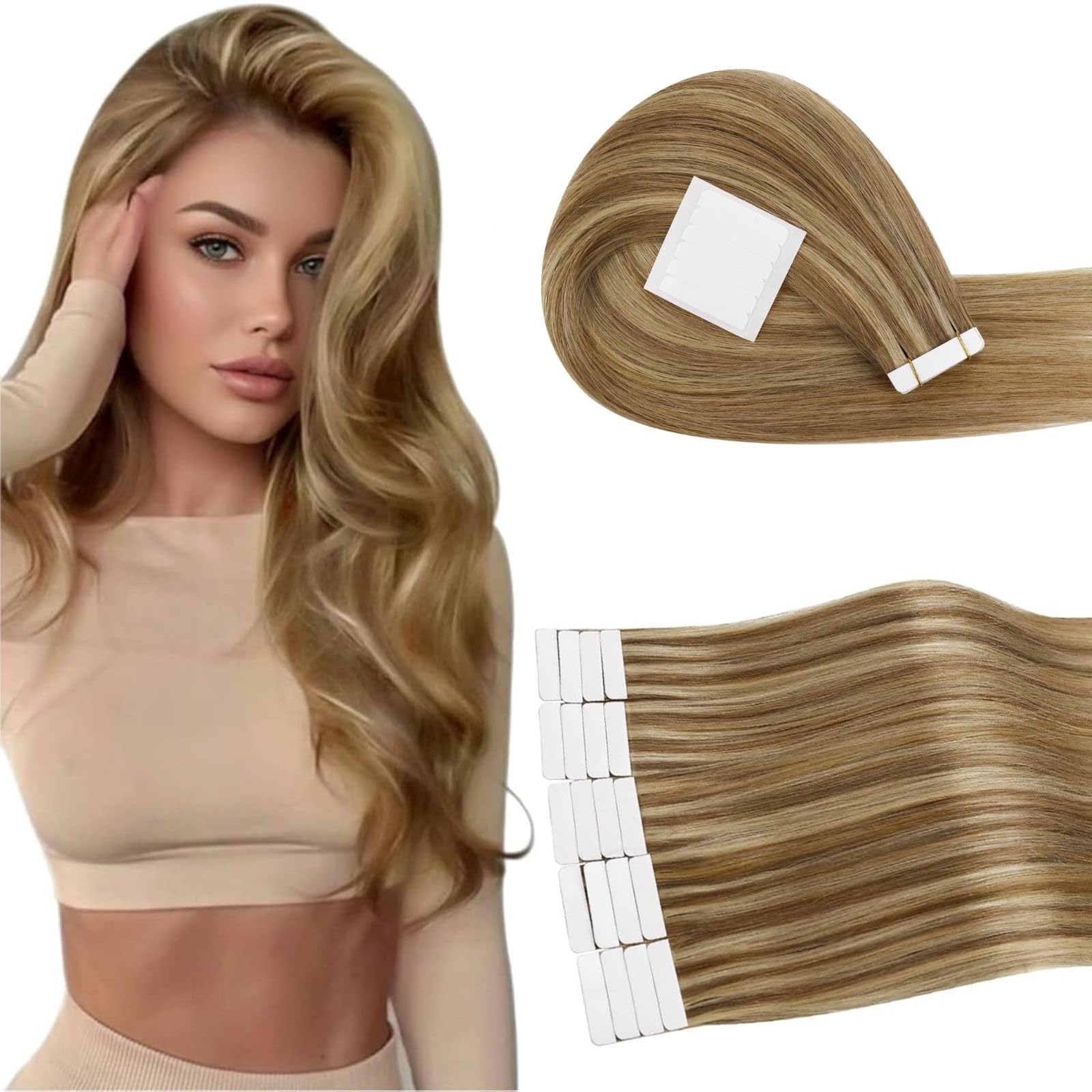 RUNATURE Extension Biadesive Capelli Veri 50cm Lunghi 50g 20Pcs #10P16