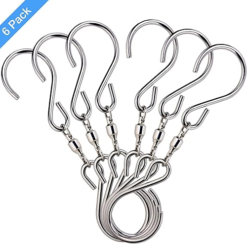 Miniatura 8 de HS's Creation Paquete de 6 ganchos giratorios dobles en S para organización en interiores y exteriores, colgador giratorio, campanillas de viento,