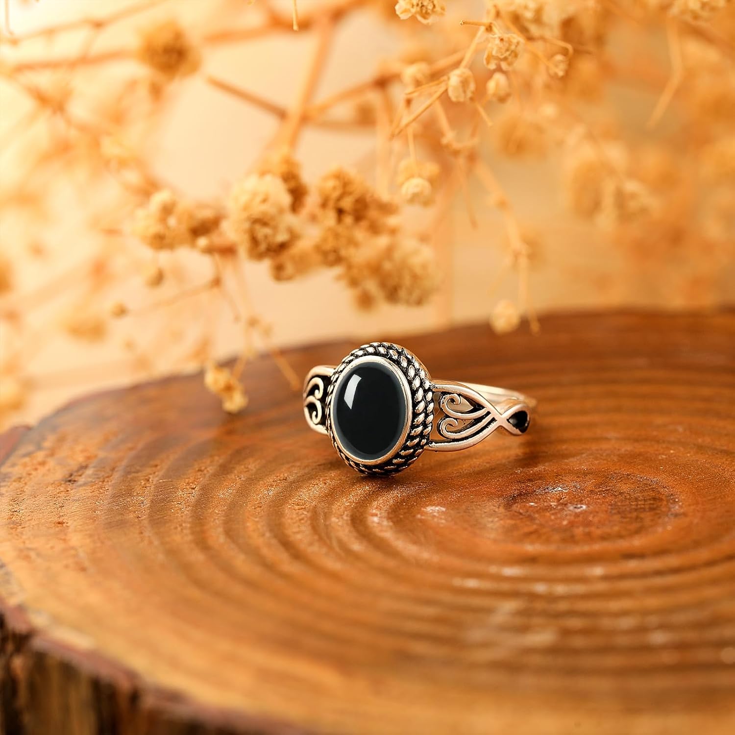 Adjustable Rings for Women 925 Sterling Silver Rings Womens Vintage Rings with 6 * 8mm Oval Teal Turquoise/Turquoise/Moonstone/Opal Statement Rings Fit Women Size 6-9 - Image 3