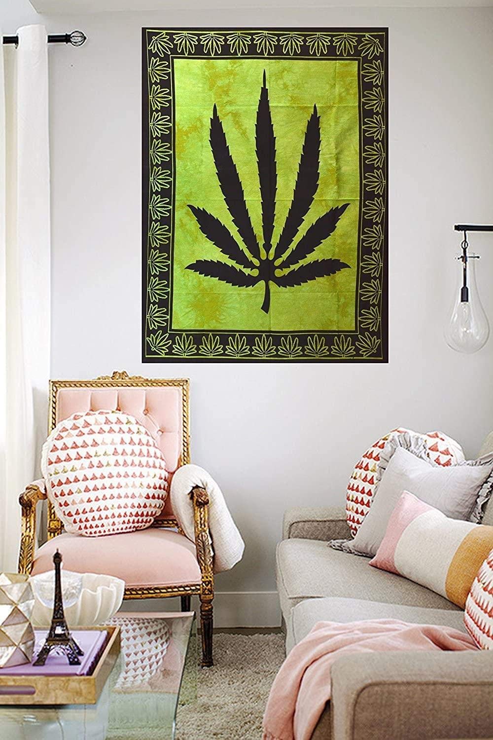 Cannabisblatt Wandteppich XL 180x235 Cm – ästhetisches Deko-Tuch Für Zimmer, Wohnung & Festival-Look