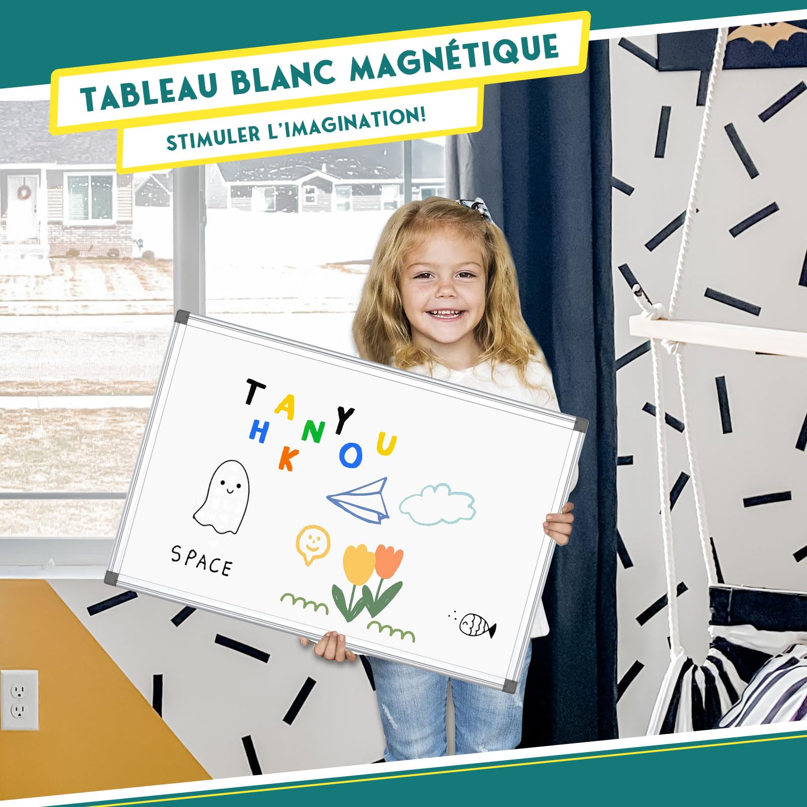 Le Tableau Blanc Magnétique, 80x100cm Le Tableau Effacable Mural avec Cadre Aluminium, Plateaux et Crochets