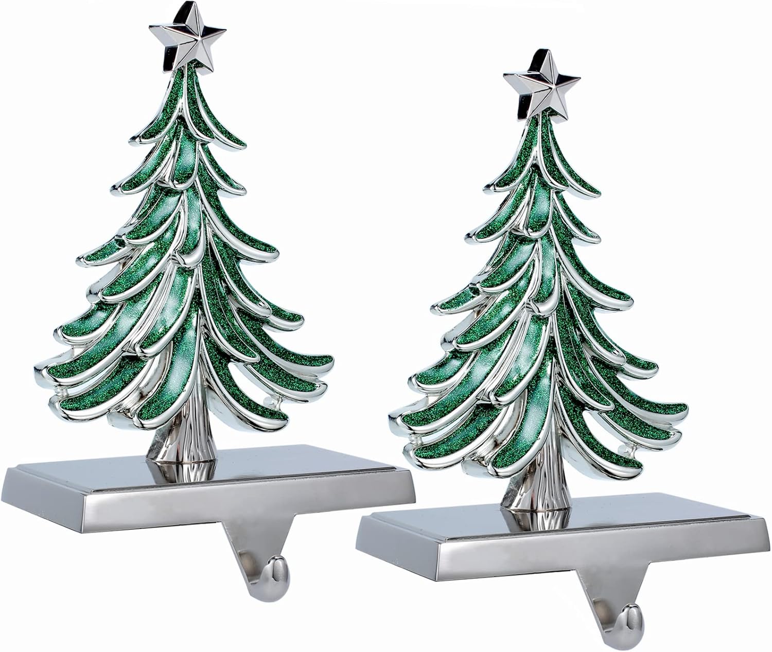 4Pcs Christmas Stocking Holders Double Mantle Anti-Slip Reindeer Christmas Tree Snowman Snowflake Deer Holders for Fireplace Xmas Decor (4, Bronze)