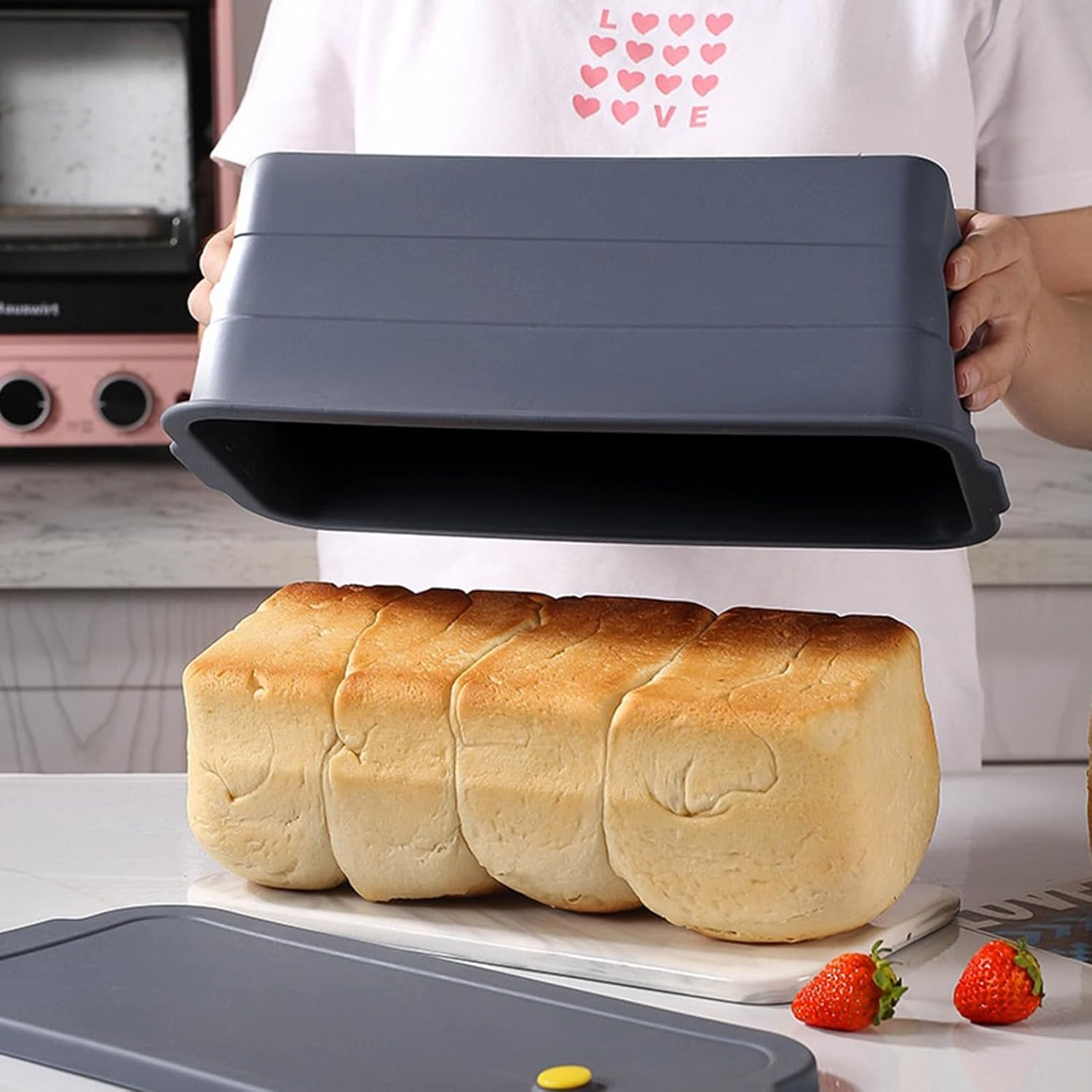 Recyclable Pliable Bread Extent with Pressure Relief Gate Dishwasher Safe Elastomer Cast for Even Heating Baking Roasting Meal Rudiments Sandwich Baking Tray