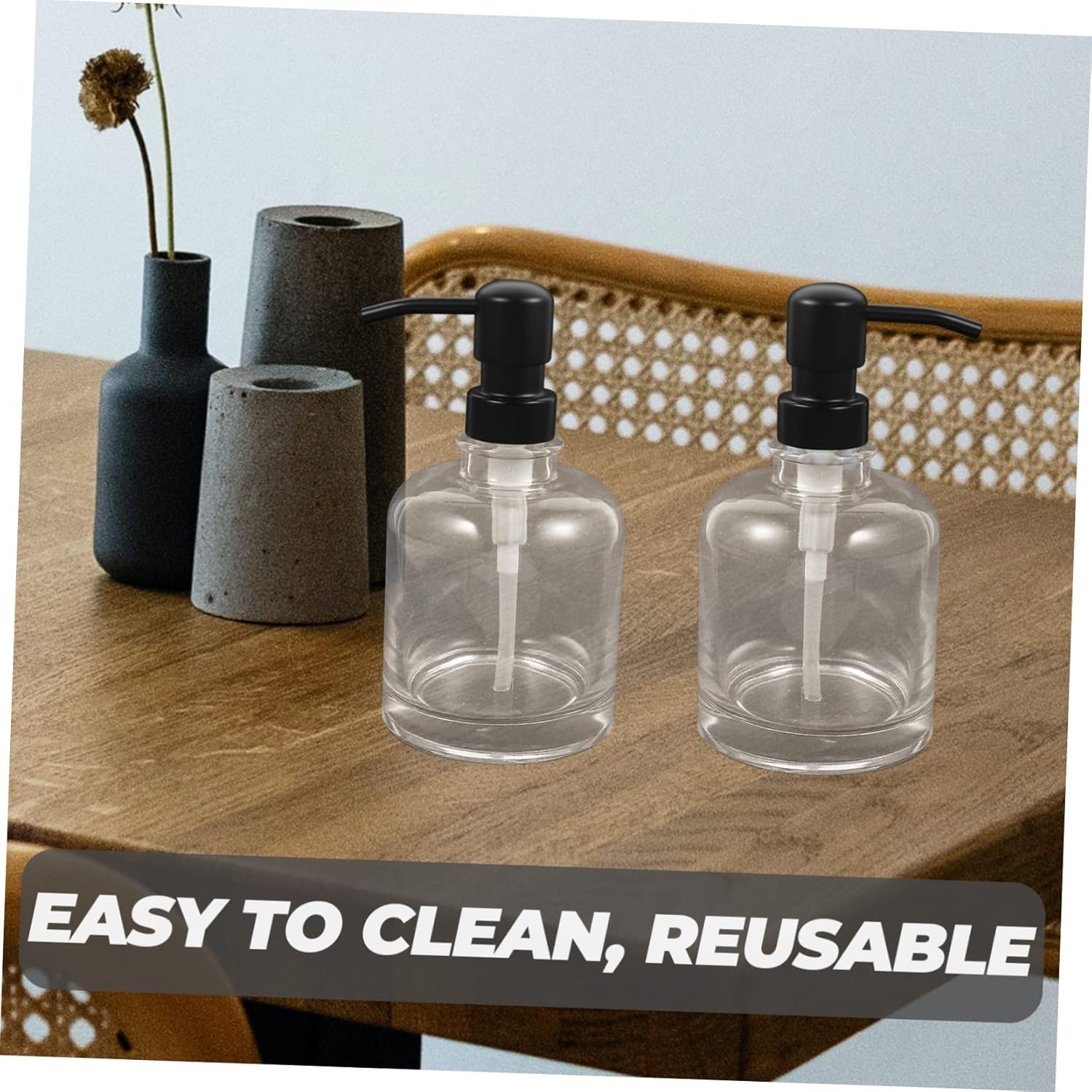 2pcs Stainless Steel Pump Press Bottle Soap Dispenser for Bathroom Shampoo Dispenser Empty Pump