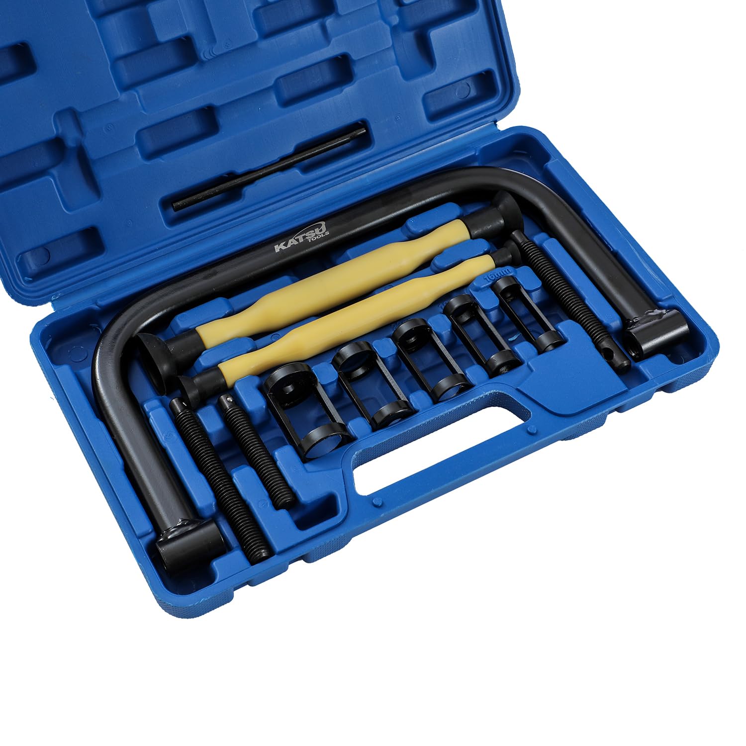 KATSU Tools 12 pièces Kit d'outils de compresseur de ressort de soupape portable avec kit de valve pour voiture, camionnette, moto, automobile, modèle 450342