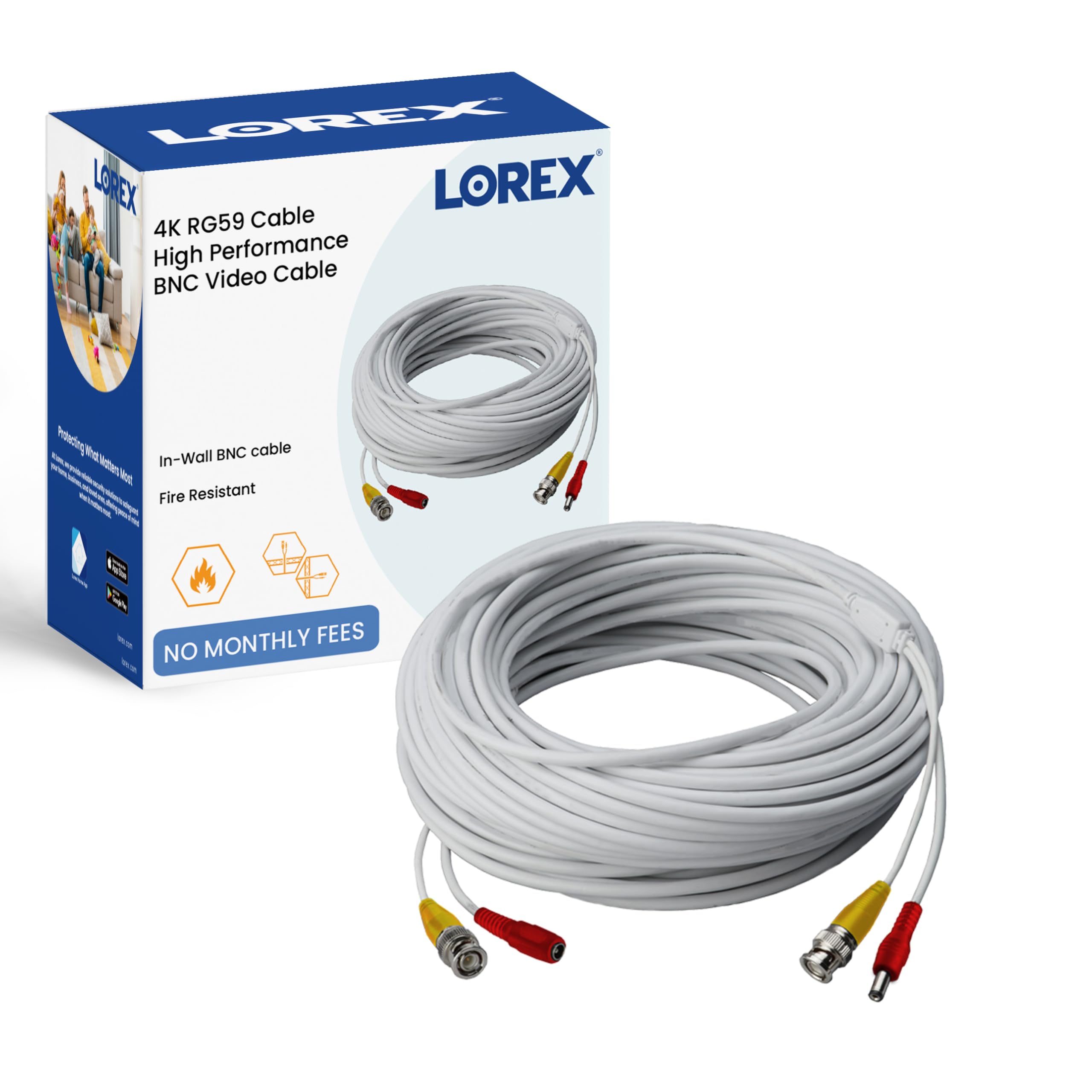 Lorex RG59 Power Accessory Cable, High Performance BNC Video Cable for Security Camera Systems, for Analog HD (CVI/TVI/AHD/MPX) or Analog (CVBS)