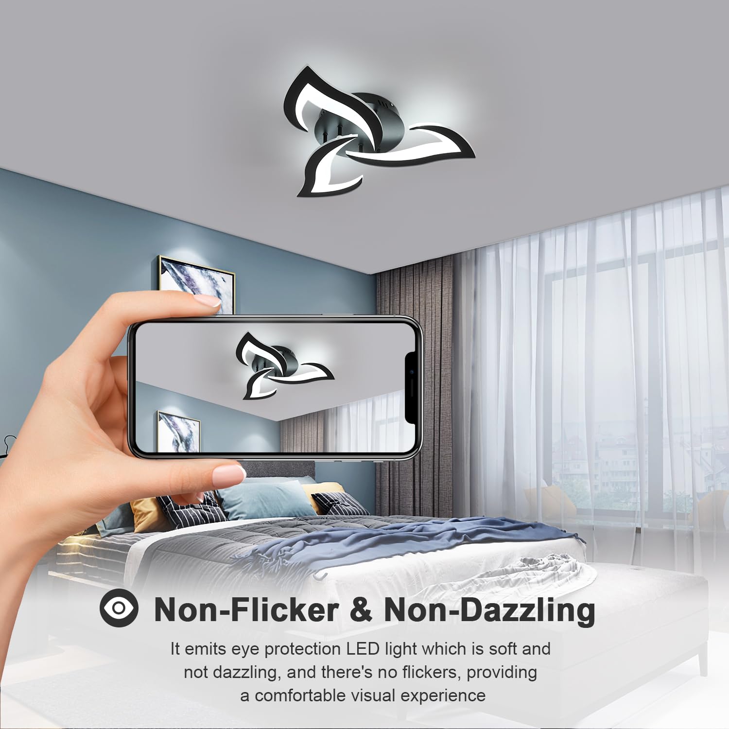 Plafonnier LED Moderne 14W 1260LM 52CM - Lampe Plafond Vagues Chambre Salon Cuisine Blanc Froid