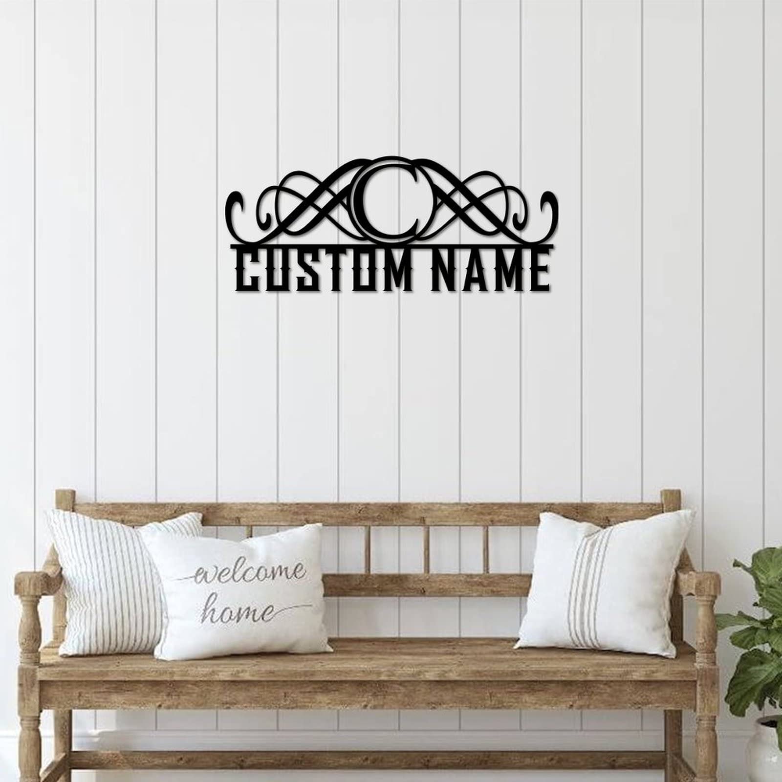 Monogramm geteilter Buchstabe C, personalisierter Nachname, Metallschilder, Tür-Metallaufhänger, Wandkunst, geteilter Buchstabe, Namensschild, personalisierbarer Nachname, Datumsschild, Jahrestag,