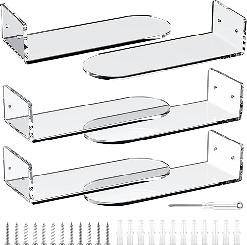 Estantes flotantes para zapatos de pared, paquete de 6 estantes para tenis, soporte de exhibición de zapatos de acrílico para colgar en la pared,