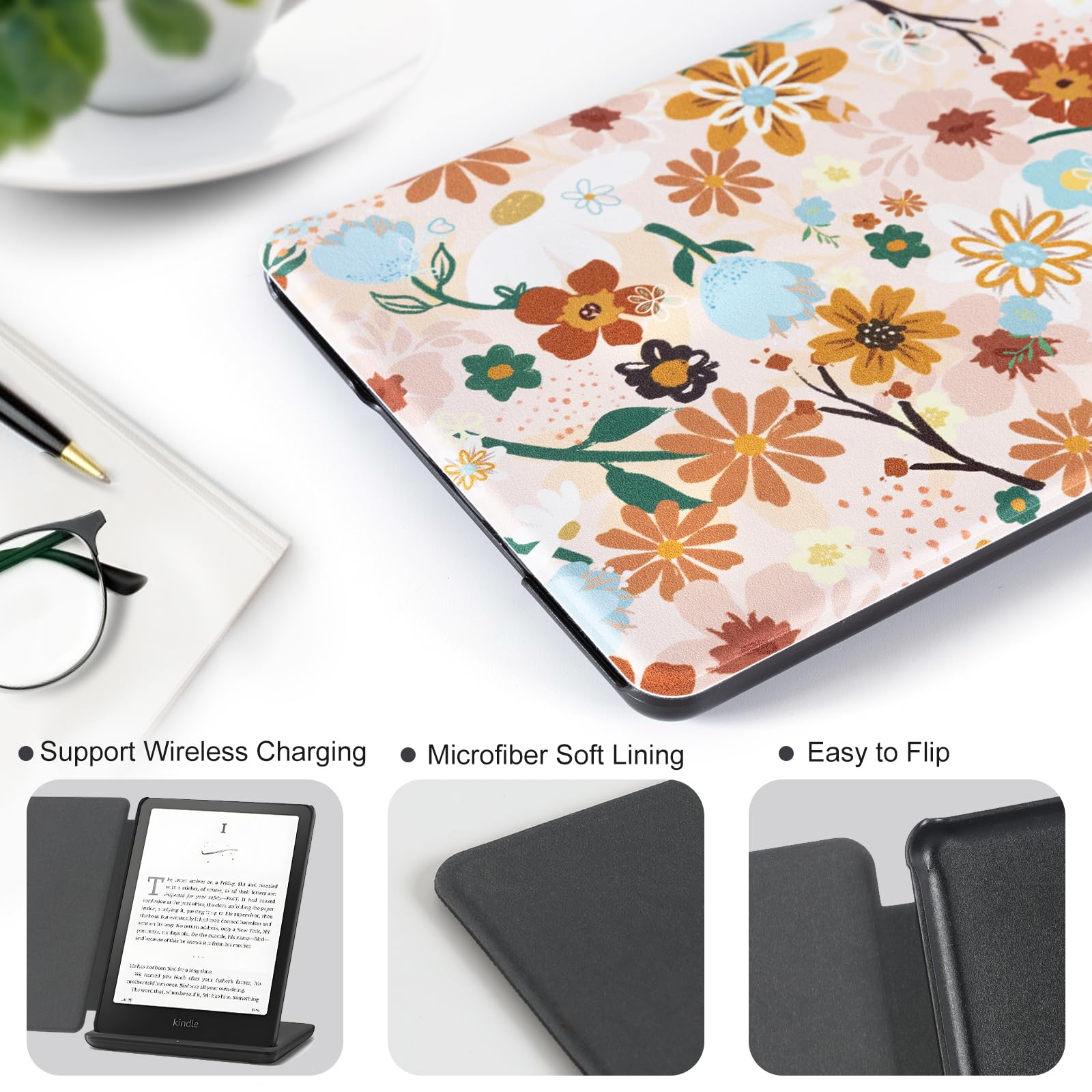 CoBak Étui Pour Kindle Paperwhite 2024 (12e Génération) Et Colorsoft Signature Edition - Housse Or Rose Fine Et Légère