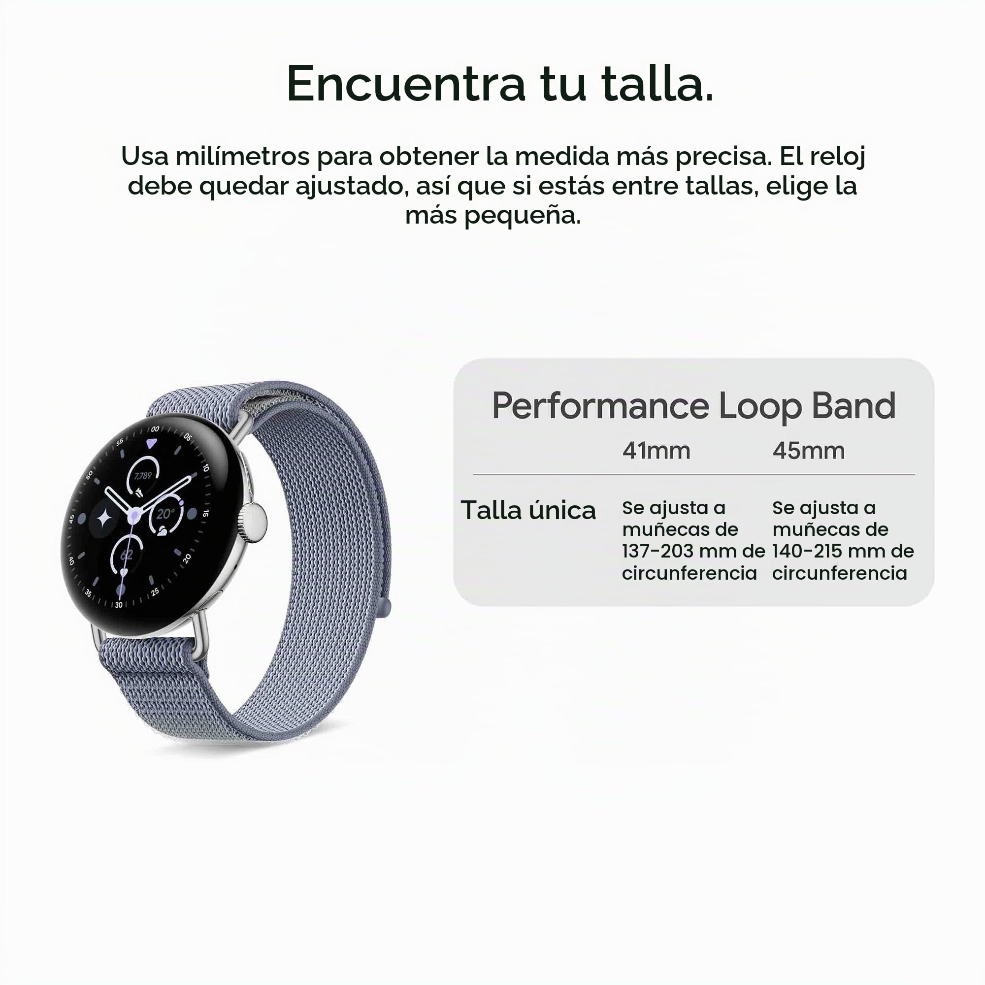 Correa Loop Performance de Google Pixel Watch - Compatible con Pixel Watch, 2, 3 de 41 mm y 4 de 41 mm - Piedra lunar